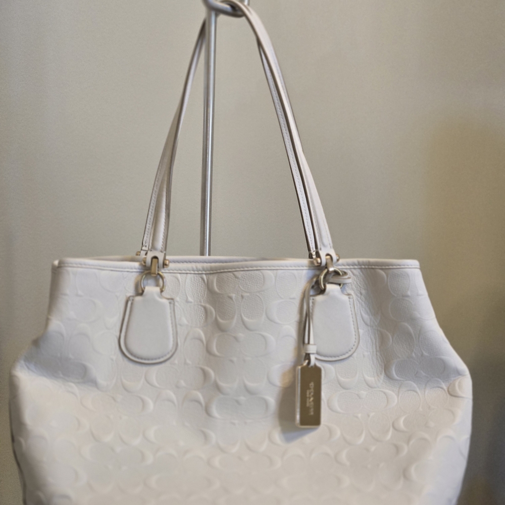 Coach Ivory Embossed Tote